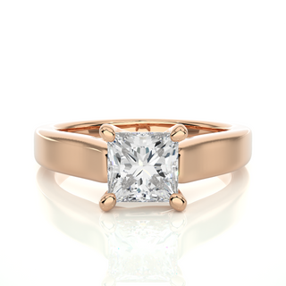 1 Carat Princess Cut Moissanite Solitaire Engagement Ring in Silver