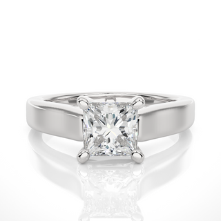 Four Prong Princess Cut Moissanite Engagement Ring silver