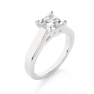 1 Carat Princess Cut Moissanite Solitaire Engagement Ring in Silver