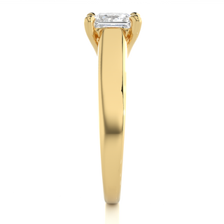 1 Carat Princess Cut Moissanite Solitaire Engagement Ring In Yellow Gold