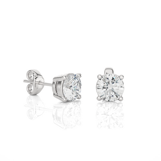 1 Carat Four Prong Round Cut Moissanite Earrings in Silver