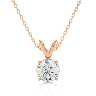 Four prond Round Moissanite Pendant rose gold