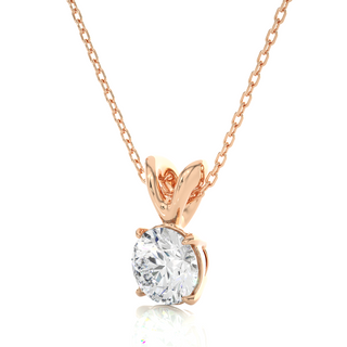 1 Carat Round Moissanite Solitaire Pendant in Rose Gold