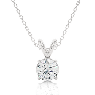 Four prond Round Moissanite Pendant white gold