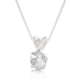 1 Carat Round Moissanite Solitaire Pendant in Silver
