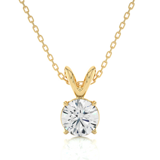 1 Carat Round Moissanite Solitaire Pendant in White Gold