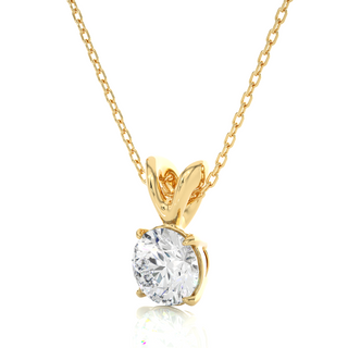 1 Carat Round Moissanite Solitaire Pendant in Yellow Gold