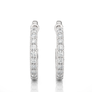 1 Carat French V-Split Moissanite Hoop Earrings In Yellow Gold