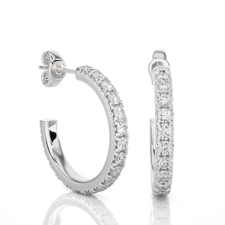 French V-Split C-Hoop Moissanite Earrings silver