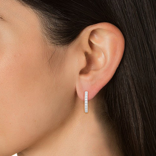French V-Split C-Hoop Moissanite Earrings silver