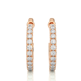 1 Carat French V-Split Moissanite Hoop Earrings In Silver