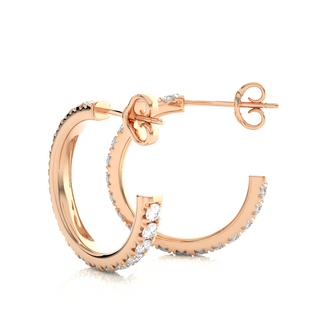 French V-Split C-Hoop Moissanite Earrings rose gold