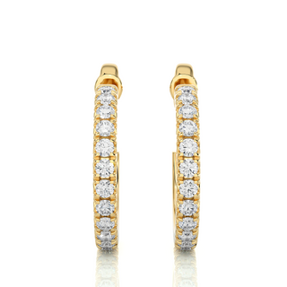 1 Carat French V-Split Moissanite Hoop Earrings In White Gold