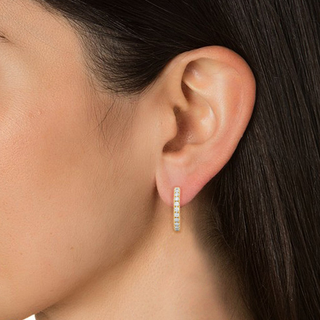 French V-Split C-Hoop Moissanite Earrings yellow gold