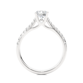 French V-Split with Bridge Accent Solitaire Ring white gold