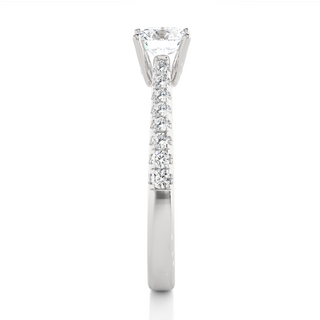 French V-Split with Bridge Accent Solitaire Ring white gold