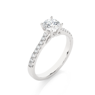French V-Split with Bridge Accent Solitaire Ring silver