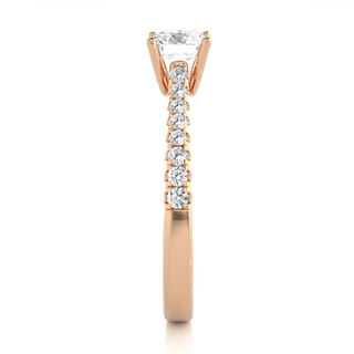French V-Split with Bridge Accent Solitaire Ring rose gold