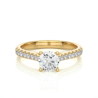 1.50 Carat Round Cut Moissanite Ring With Bridge Accent In Silver