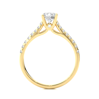 French V-Split with Bridge Accent Solitaire Ring yellow gold