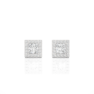 Halo Princess cut Moissanite Earrings silver