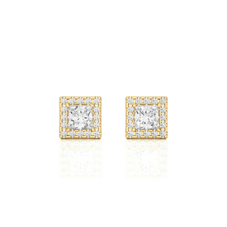 2 Ct Princess Cut Moissanite Halo Stud Earrings In White Gold