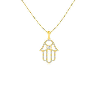 0.50 Carat Round Cut Moissanite Hamsa Pendant in Rose Gold