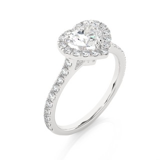 Heart-Stone Halo with Accents Wedding Ring silver