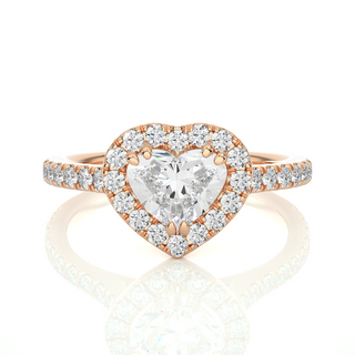 Heart-Stone Halo with Accents Wedding Ring rose gold