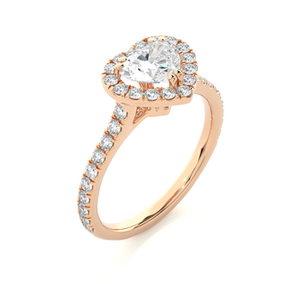 Heart-Stone Halo with Accents Wedding Ring rose gold