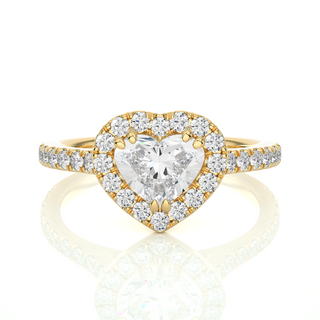1.50 Carat Heart Shape Moissanite Halo Engagement Ring In White Gold