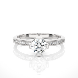 1.40 Ct Round Moissanite Hidden Halo Ring In White Gold For Women's