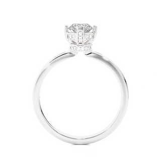 Hidden Halo Solitaire Moissanite Women's Ring silver