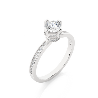 Hidden Halo Solitaire Moissanite Women's Ring silver
