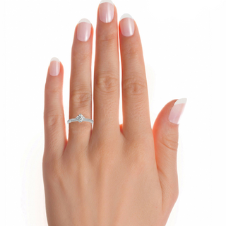 Hidden Halo Solitaire Moissanite Women's Ring silver