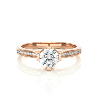 Hidden Halo Solitaire Moissanite Women's Ring rose gold