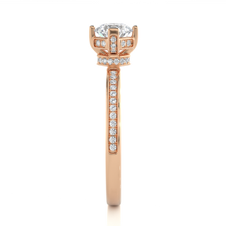 Hidden Halo Solitaire Moissanite Women's Ring rose gold