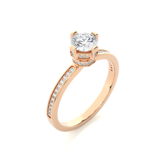 Hidden Halo Solitaire Moissanite Women's Ring rose gold