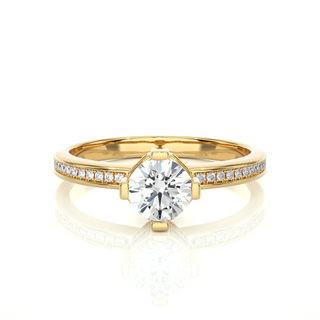 1.40 Ct Round Moissanite Hidden Halo Ring In Rose Gold For Women's