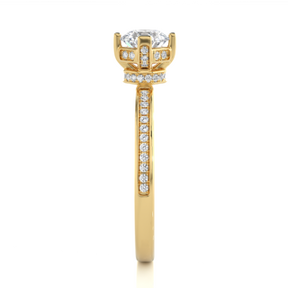 Hidden Halo Solitaire Moissanite Women's Ring yellow gold