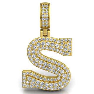 3 Carat Round Shaped Moissanite initial "S" Pendant In White Gold
