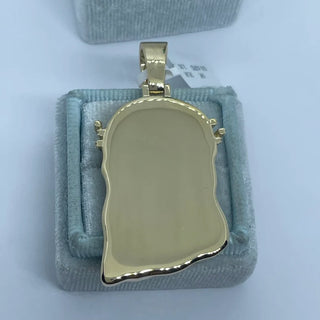 2.80 Ct Round Shape Moissanite Jesus Pendant in Yellow Gold