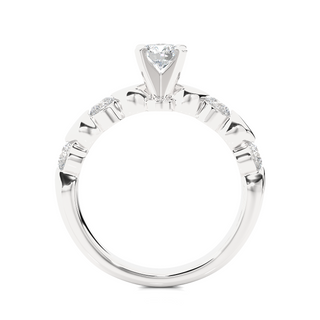 Leaf Design with Five Round Stone Moissanite Ring silver