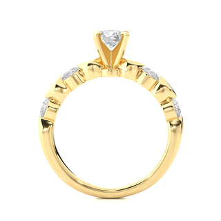 Leaf Design with Five Round Stone Moissanite Ring yellow gold