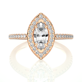 1.50 Ct Marquise Cut Moissanite Halo Engagement Ring In Yellow Gold