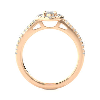 Marquise Halo with Frech V-Split Moissanite Ring rose gold