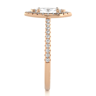 Marquise Halo with Frech V-Split Moissanite Ring rose gold
