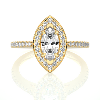 1.50 Ct Marquise Cut Moissanite Halo Engagement Ring In White Gold