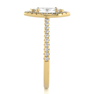 Marquise Halo with Frech V-Split Moissanite Ring yellow gold