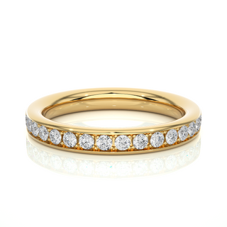 Moissanite Ring with Bead Bright Setting yellow gold